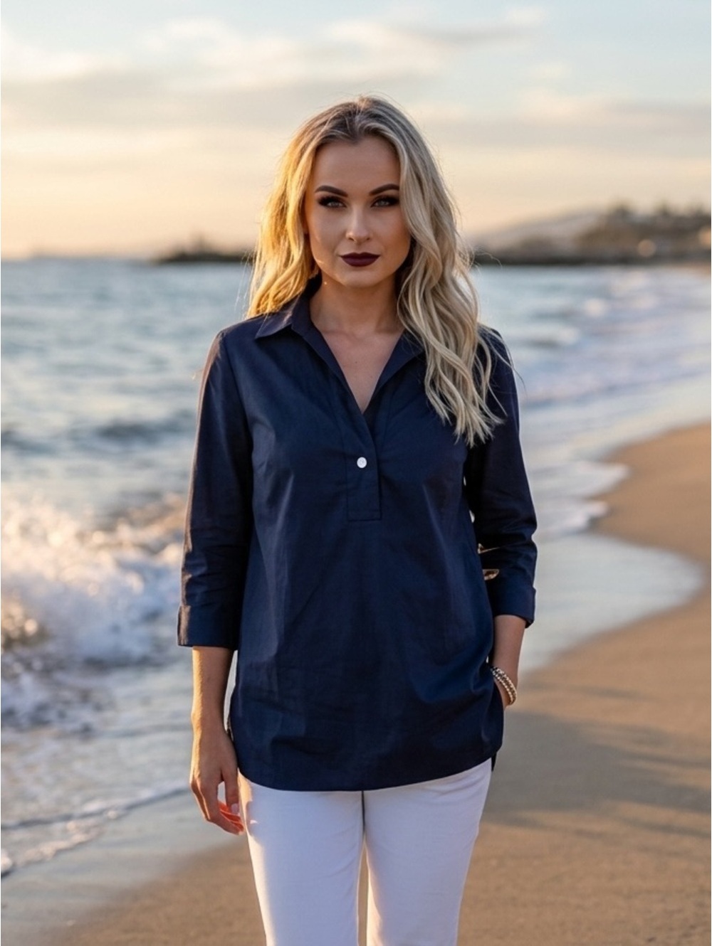 Small Tuckernuck Navy Willow Blouse